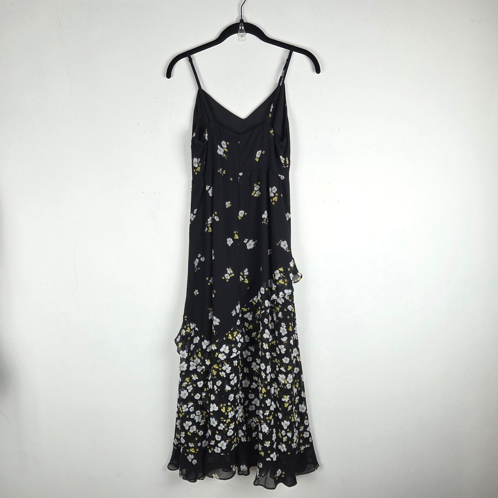 Bardot Black Yellow Ditsy Floral Tiered Ruffle Midi Dress Size 4 Coquette Fairy - Picture 5 of 10